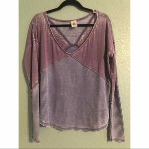 Free People Purple Thermal Relaxed Fit Shirt